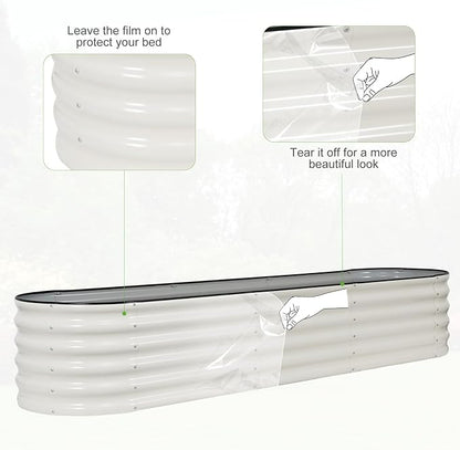 Galvanized Raised Garden Bed Outdoor- 2 Pcs Raised Beds for Gardening| Metal Planter Box, Steel Raised Garden Bed Kit with Gloves for Vegetables, Flower, Herbs (8x2x1.4FT, White)