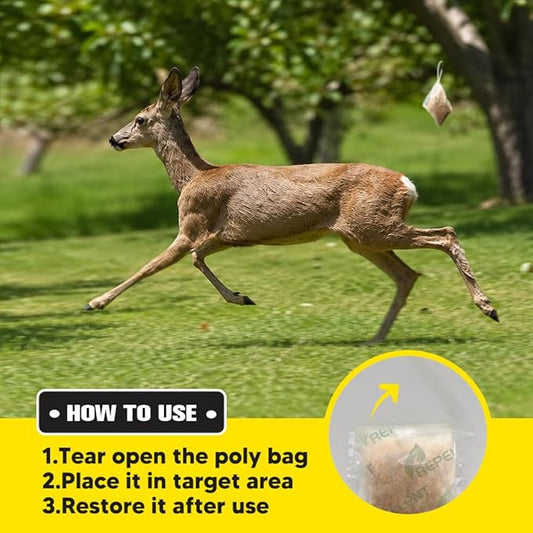 fcesiweg Deer Repellent Outdoor, Rabbit and Deer Repellent for Plants, Rabbit Repellent Outdoor, Bunny Repellent, Deer Away, Keep Deer & Rabbit Out of Yards, 90 Days Protection, 8 Packs