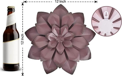 EASICUTI Brown Metal Flower Wall Art Decor Hanging For Indoor Outdoor Home Bathroom Kitchen Dining Room Bedroom Living Room Office Or Wall Sculptures 12 Inch