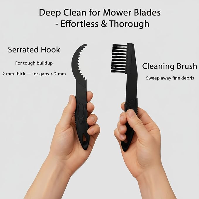 Robot Mower Blade Cleaning Tools Compatible with Mammotion Luba & Yuka Series – Hook & Brush Kit for Removing Grass Buildup Under Blades and Maintaining Cutting Performance (Black)