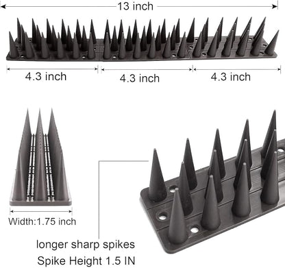 Bird Spikes, 20 Pack Bird Deterrent Spikes for Pigeon Squirrel Raccoon Crow Cats Bird Defender Spikes for Outside to Keep Birds from Walls, Railing and Roof (22 FT)