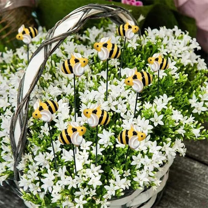 10Pcs Bee Garden Stakes Decor, Flower Pot Bed GardenDecorGarden Stakes Decorative, Metal Yard Art Ornaments,Outdoor Lawn Pathway Patio Plant Pot Flower Bed Decorative Stakes, (10Pcs)