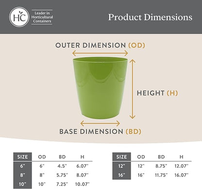 The HC Companies Aria Round Self-Watering Pot - Lightweight Plastic Planter for Herbs & More - Durable Plant Pots for Indoor Plants & Outdoor Plants (10" Glossy Black, Pack of 2)
