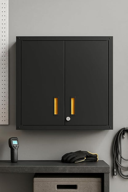 for Home Ready-to-Assemble Wall Steel Cabinet with Two Doors (Black)