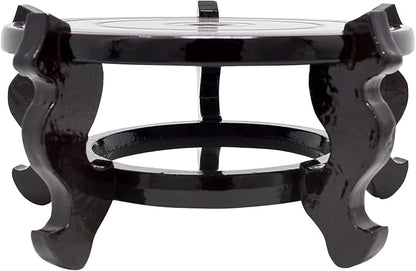 Feng Shui Chinese Wooden Fishbowl Planter Display Stand (6 Inch)