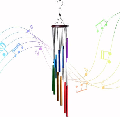 HOMEXUP Outdoor Colorful Wind Chimes for Outside with 12 Aluminum Tubes for Garden Patio Balcony and Home Decor（Color）
