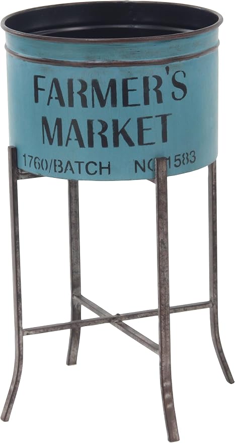 Deco 79 Metal Indoor Outdoor Planter Farmers Market Large Planter Pot, Set of 3 Planters 22", 25", 28"H, Multi Colored