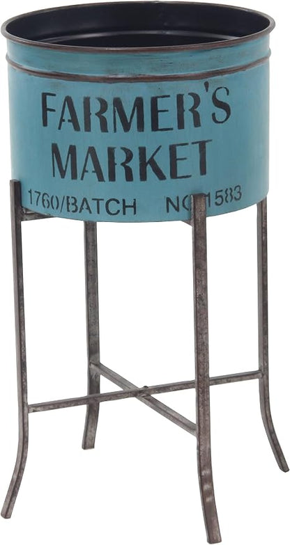 Deco 79 Metal Indoor Outdoor Planter Farmers Market Large Planter Pot, Set of 3 Planters 22", 25", 28"H, Multi Colored