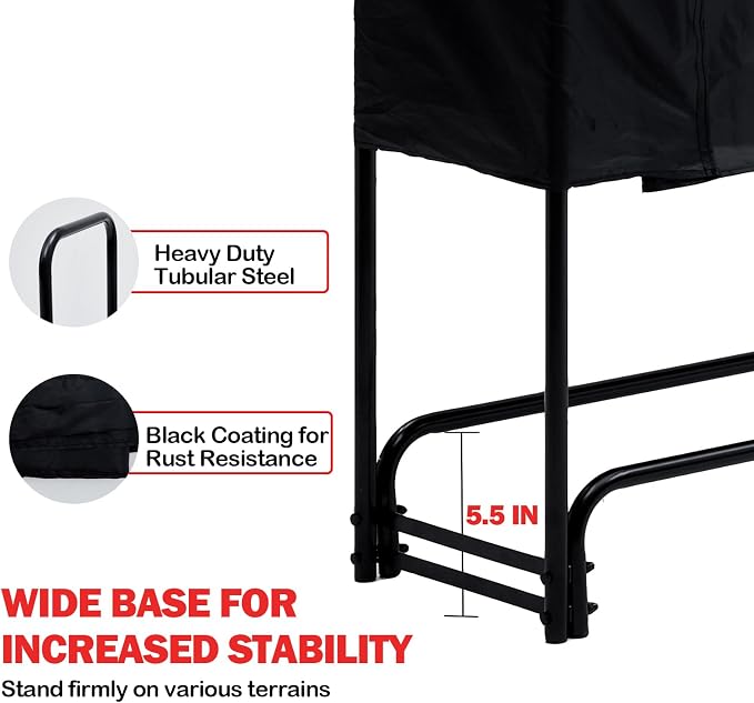3/4 Cord Outdoor Firewood Rack with Cover, 12.5FT of Firewood, Heavy Duty Firewood Holder & Waterproof Cover for Fireplace, Patio, Log Storage Rack for Outdoor Indoor Firewood