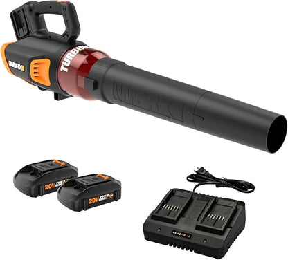 Worx 40V Turbine Leaf Blower with 2 Batteries & Charger Bundle with Worx WG183 40V 13" Cordless String Trimmer with 2 Batteries & Charger