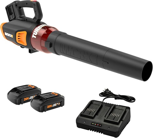 Worx 40V Turbine Leaf Blower with 2 Batteries & Charger Bundle with Worx WG183 40V 13" Cordless String Trimmer with 2 Batteries & Charger