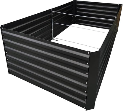6x4x2FT Black Metal Raised Garden Bed Kit, Galvanized Outdoor Planter Box for Vegetables, Flowers, Herbs, Succulents and More