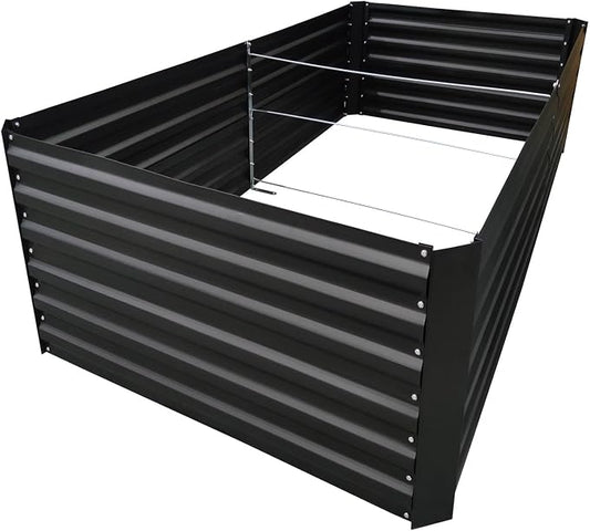 6x4x2FT Black Metal Raised Garden Bed Kit, Galvanized Outdoor Planter Box for Vegetables, Flowers, Herbs, Succulents and More