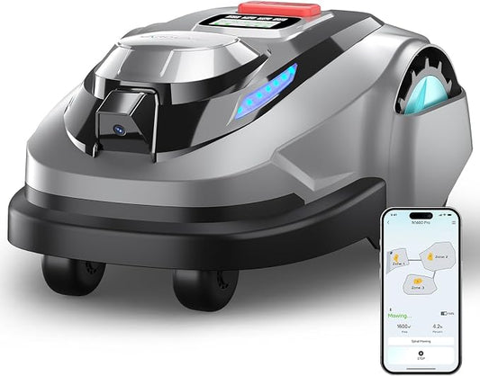 YARDCARE N1600 PRO Wireless Robotic Lawn Mower, RTK & Vision Navigation, Up to 0.4 Acre Coverage, Smart App Control, Multi-Zone Mapping, Systematic Mowing Robot