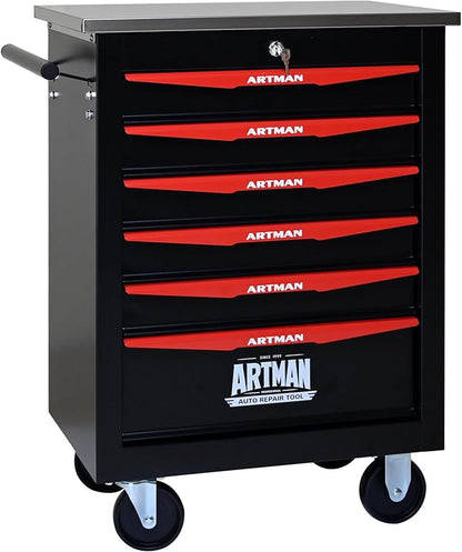 KEIKI 6 Drawers Tool Cart on Wheels,Multifunctional Rolling Tool Chest Tool Storage,Drawers Rolling Tool Trolley Organizer Tool Case for Garage, Warehouse, Workshop, Repair Shop (Black)