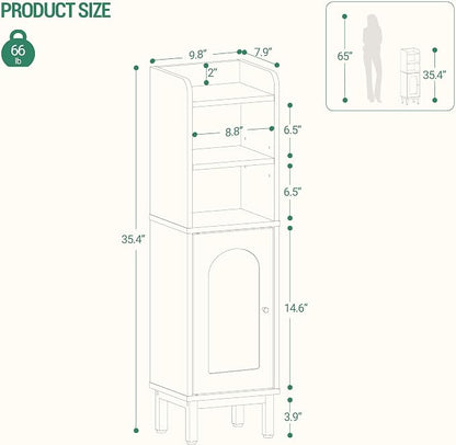 Hzuaneri Bathroom Storage Cabinet, Small Corner Floor Cabinet with Door and Shelves, Narrow Toilet Paper Holder, Bathroom Organizer with Adjustable Shelf, for Small Spaces, Rustic Brown BC38201BV1