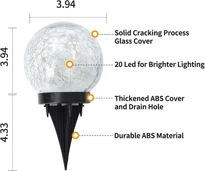 JKIMK Solar Globe Lights Outdoor Waterproof-Solar Balls Garden-Cracked Glass Ball Solar Lights Outdoor-Solar Orbs Outside-Outdoor Decorations Patio & Yard Lawn Backyard Decor (GUO-XBQ-5-5-5)