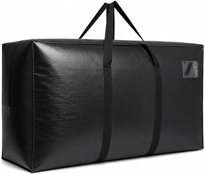 168 Gallon Extra Large Storage Bags, Jumbo Moving Storage Bags, Foldable Big Black Waterproof Outdoor Patio Cushion Storage Bag, 65x30x20inch - 1PACK