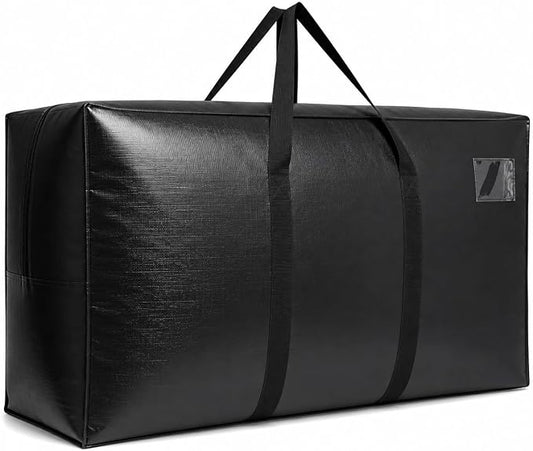 168 Gallon Extra Large Storage Bags, Jumbo Moving Storage Bags, Foldable Big Black Waterproof Outdoor Patio Cushion Storage Bag, 65x30x20inch - 1PACK