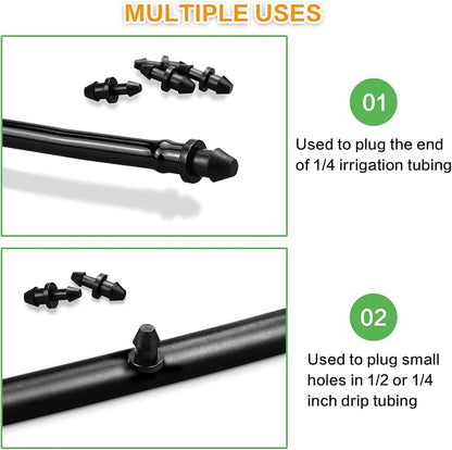 Gardrip Drip Irrigation End Plug: 120 Pack Barbed End Cap Irrigation Parts Fit for 1/4 Inch Drip Tubing Line Closure for Garden Lawn System