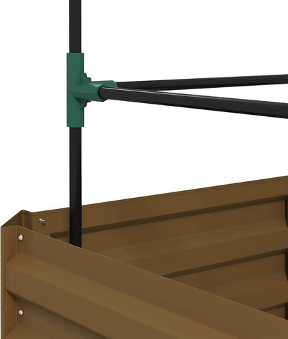 Outsunny Galvanized Raised Garden Bed, 55" Tall Outdoor Planter Box with Trellis Tomato Cage and Open Bottom for Climbing Vines, Vegetables, Flowers in Backyard, Garden, Patio, Brown