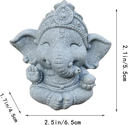 livelyfish Small Elephant Statue Sandstone Figurine Hindu Meditation Buddha Sculpture for Fish Tank Aquarium Decoration (F)