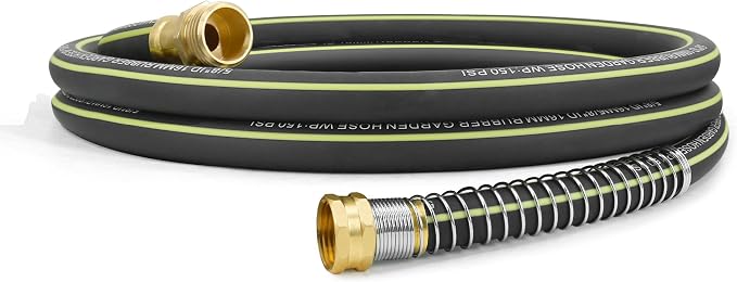 Lightweight Rubber Garden Hose 15ft, 5/8" Hybrid Rubber Hose with Solid Brass Fitting, Water Hose Pipe for Outdoor, Cleaning & Washing