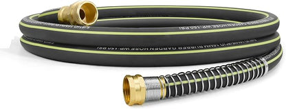 Lightweight Rubber Garden Hose 15ft, 5/8" Hybrid Rubber Hose with Solid Brass Fitting, Water Hose Pipe for Outdoor, Cleaning & Washing