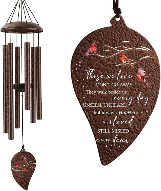 Memorial Sympathy Wind Chimes for Loss of Loved One 32'', Cardinal Wind Chimes in Memory of a Loved One, Cardinal Memorial Gifts, Bereavement Condolence Remembrance Gifts,Bronze