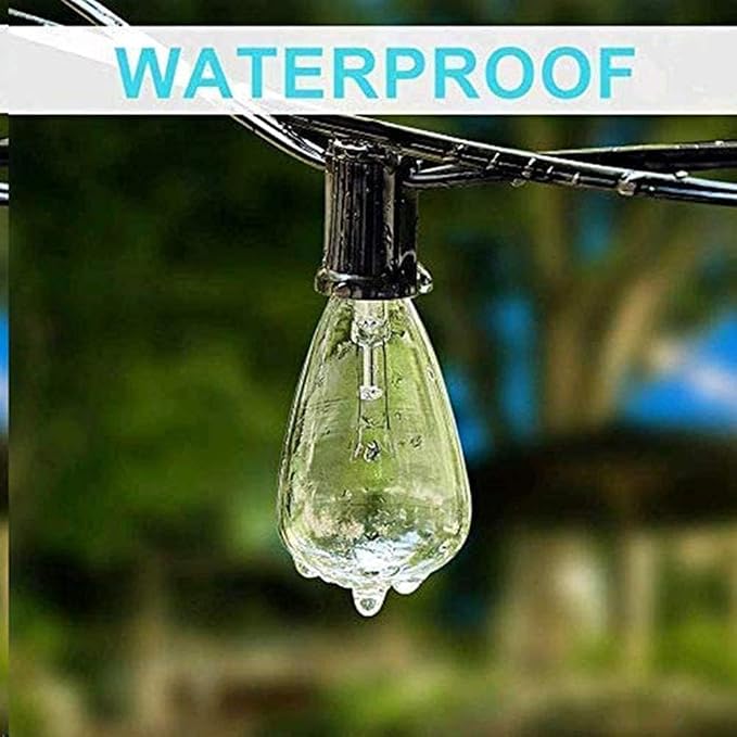 Abeja ST38 10Ft String Lights with 10 Clear Vintage Light Bulbs(1 Spare), E12 Scoket Base, UL Listed for Outdoor Indoor Party Porch Patio Decor, Black