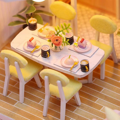 GuDoQi DIY Miniature Dollhouse Kit, Tiny House kit with Furniture and Music, Miniature House Kit 1:24 Scale, Great Handmade Gift for Birthday Christmas Day, Sweet Time House