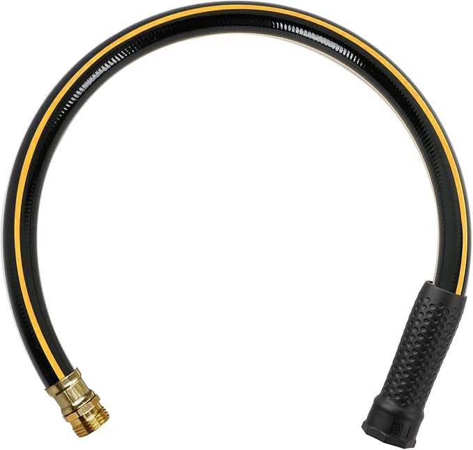 Solution4Patio Short Lead-in Garden Hose 5/8 in. x 3 ft. -Kink Free, No Leaking, Male/Female Fittings -Heavy Duty Durable Flexible Lightweight Water Pipe -Brass Aluminum Ends for Household & Yard Use