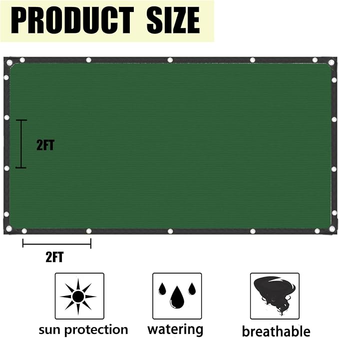 70% Green Shade Cloth with Grommets, 12 FT X 8 FT UV Blocking Mesh Tarp | Heavy Duty Shade Cover for Garden,Patio, Plant Cover, Tomatoes, Barns Kennel, Greenhouse