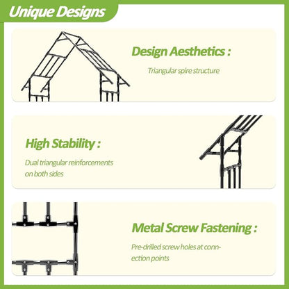 Garden Arch Trellis - 48"L *98"H Gothic Abor Trellis with Reinforced Frame, Garden Trellis for Climbing Plants Outdoor, Heavy Duty Metal Archway for Backyard, Patio, Lawn, Balcony(20MM Pipe)