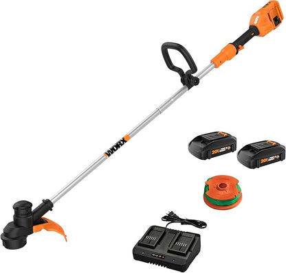 Worx 40V Turbine Leaf Blower with 2 Batteries & Charger Bundle with Worx WG183 40V 13" Cordless String Trimmer with 2 Batteries & Charger