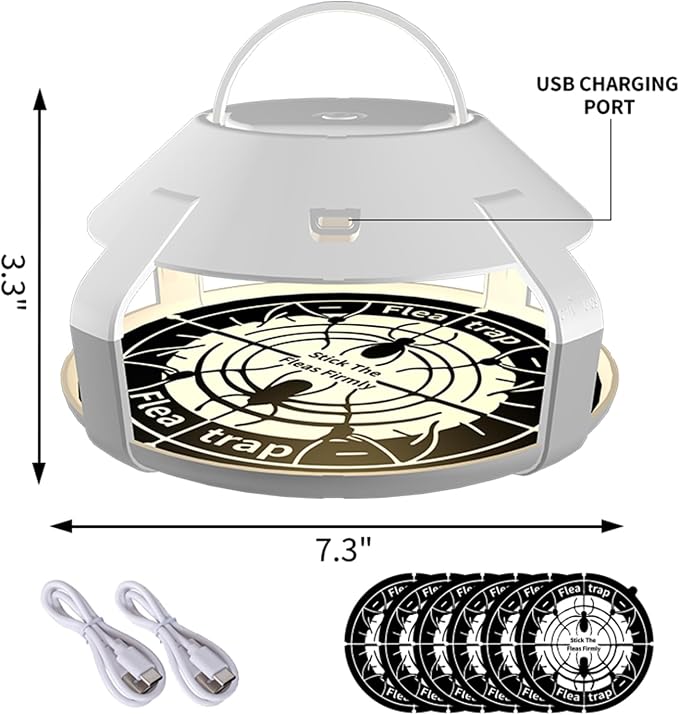 Flea Traps for Inside Your Home with Light, Flea Light Trap for Bug USB Charing Insect Pest Control Traps for Kitchen, Living Room, Balcony and Bedroom