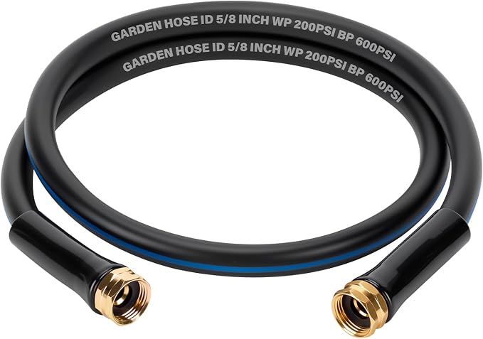 Short Garden Lead-In Hose 3ft X 5/8" Female to Female, 3 Feet Flexible Leader Water Hose With Swivel Handle, Heavy Duty Small Garden Water Hose for Outdoor Indoor
