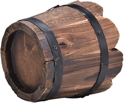 1 Pcs Rustic Wooden Bucket Barrel Flower Planter Patio Garden Backyard Planter Outdoor Indoor Home Decor