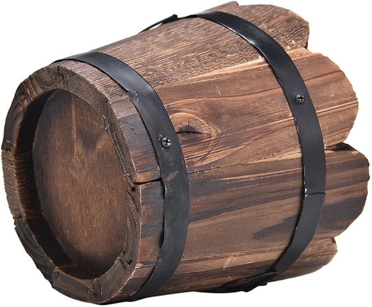 1 Pcs Rustic Wooden Bucket Barrel Flower Planter Patio Garden Backyard Planter Outdoor Indoor Home Decor