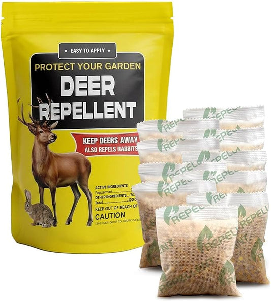 fcesiweg Deer Repellent Outdoor, Rabbit and Deer Repellent for Plants, Rabbit Repellent Outdoor, Bunny Repellent, Deer Away, Keep Deer & Rabbit Out of Yards, 90 Days Protection, 10 Packs