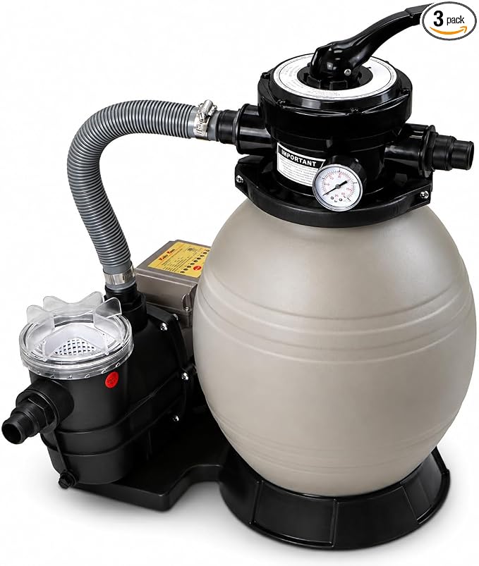 XtremepowerUS 13" Sand Filter Pump System for Above Ground Pools, 3/4 HP 2460 GPH Pool Pump with Timer, 4-Way Multi-Port Valve, for Pools Up to 10,000 Gallons