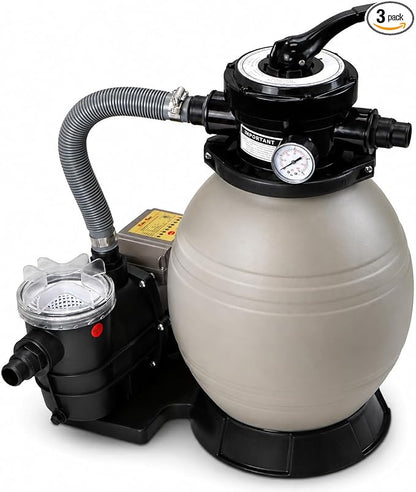 XtremepowerUS 13" Sand Filter Pump System for Above Ground Pools, 3/4 HP 2460 GPH Pool Pump with Timer, 4-Way Multi-Port Valve, for Pools Up to 10,000 Gallons