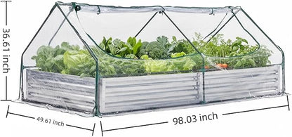 8x4 FT Greenhouse with Double Zipper Doors, Portable Outdoor Greenhouse with Clear PVC Cover, Outdoor Green House for Flowers, Vegetables, Herbs, Backyard Garden, Silver