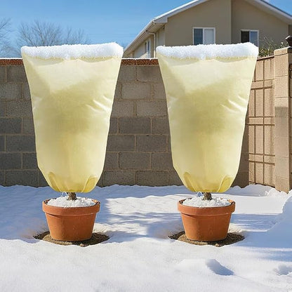 MIXC Plant Covers Freeze Protection, 31.4''×39.3'' Winter Cold Weather Frost Blankets Shrub Jacket with Drawstring Reusable Frost Protection Cloth for Outdoor Plants Fruit Tree Potted (4 Pack)