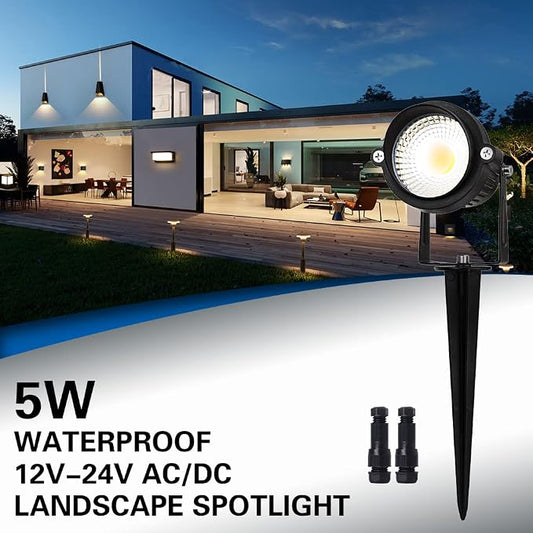 5W Spot Lights Outdoor 5000K Daylight White Flag Pole Light 12V~24V AC/DC LED Landscape Spotlights, Waterproof Low Voltage Landscape Lighting for Yar (10)