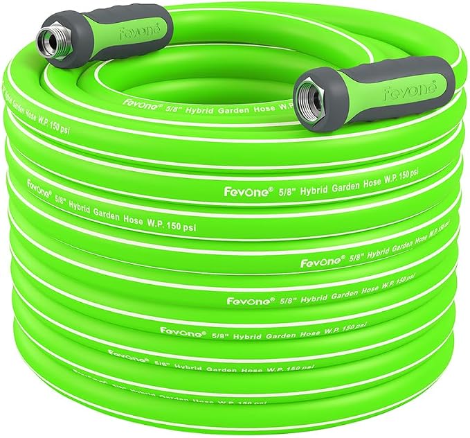 FEVONE Heavy Duty Garden Hose 35 ft, Hybrid Polymer Water Hose | Flexible, Leak-Free, Lightweight, 5/8 ID, 600 PSI, 3/4 GHT Aluminum Fittings with Swivel Handles