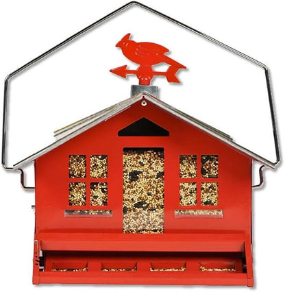 Perky-Pet Squirrel-Be-Gone II Country Style Bird Feeder, 8 lb Seed Capacity | Weight-Activated, Squirrel Proof, Metal Construction, Rust Resistant, Locking Lid, Removable Roof, Adjustable Settings, 338
