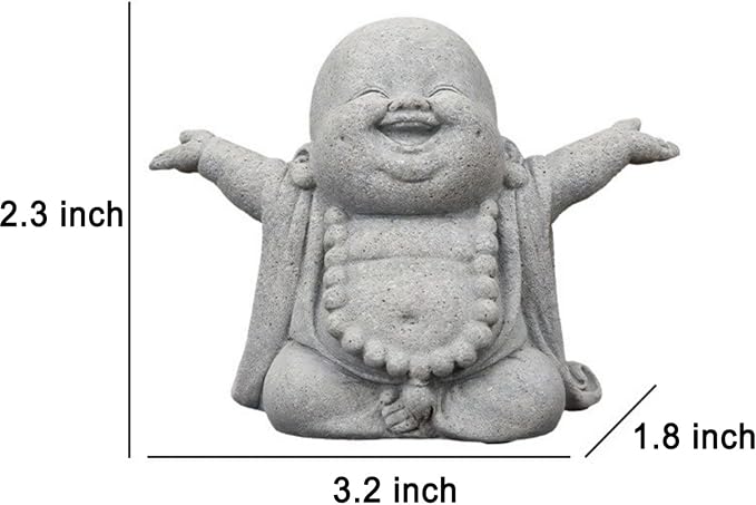 OwMell Japanese Jizo Monk Statue, Buddha Jizo Figurine Memorial Aquarium Statue Ornament - Laughing Buddha Small