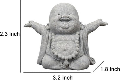 OwMell Japanese Jizo Monk Statue, Buddha Jizo Figurine Memorial Aquarium Statue Ornament - Laughing Buddha Small