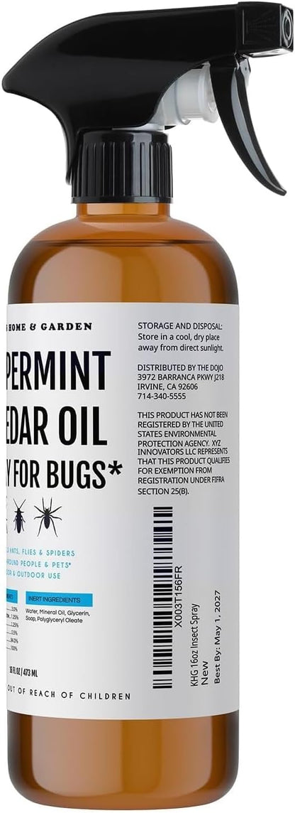 Kate's Home & Garden Peppermint Oil Spray for Bugs, Ants, Insects, Spiders, Roaches, Stink Bug. Pesticide and Insecticide Indoor Repellent Pest Control with Cedar Oil (16oz, Natural, Non Toxic)